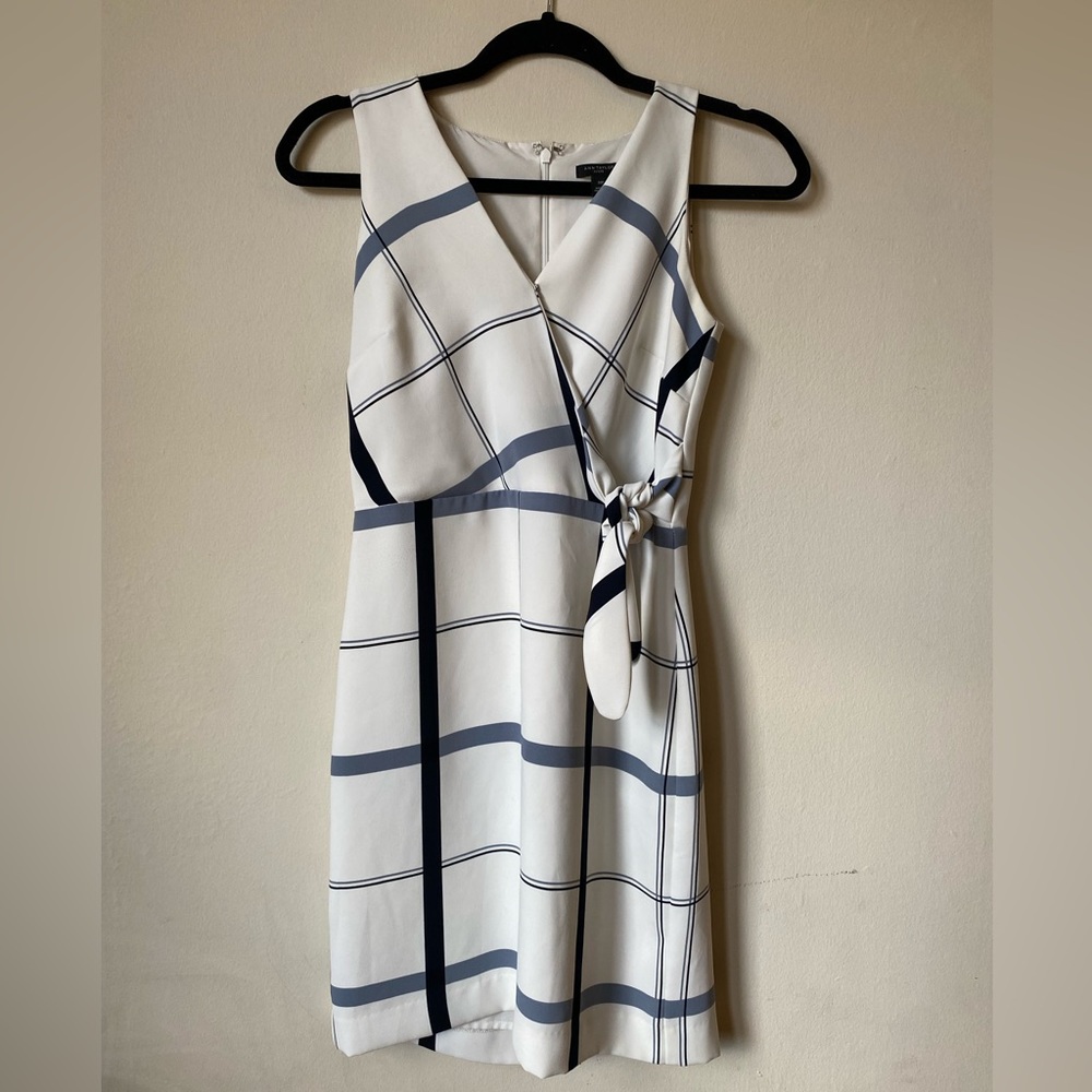 blue and white work dress